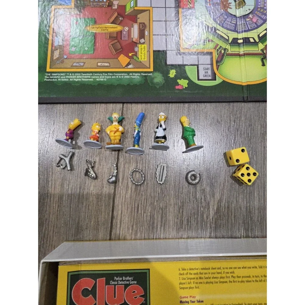 Vintage 2002 The Simpsons Clue 2nd Edition Board Game Parker Brothers Complete